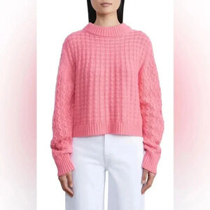 LAFAYETTE 148 NEW YORK Mixed Stitch 100% Cashmere Sweater in Primrose Pink